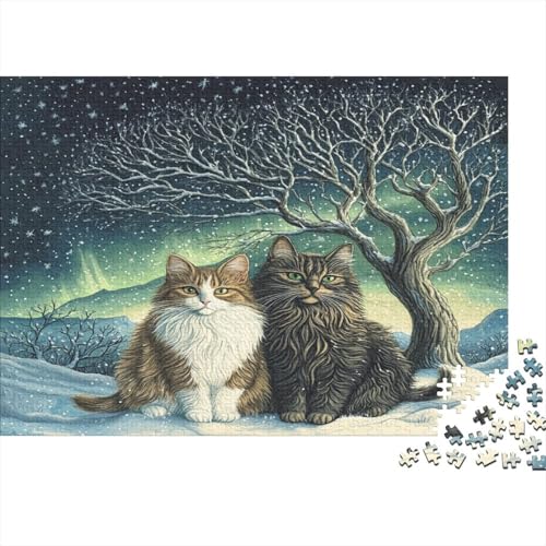 Kunstpuzzle 1000 Teile Katzenmotiv | 75x50 cm Großformat Für Erwachsene Ab 14 | Hochwertiges Legespiel Mit Naturdesign von GRBASNDOU