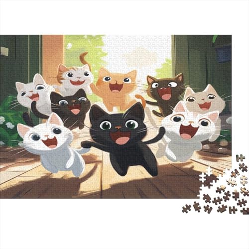 Premium Katzenmotiv Puzzle 1000 Teile | 75x50 cm Großformat Für Erwachsene | Kreatives Rätselspiel Ab 14 Jahre Mit Naturdesign von GRBASNDOU