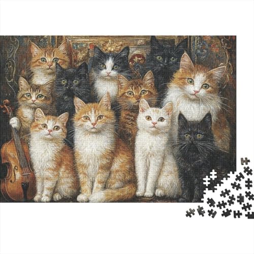 Premium Katzenmotiv Puzzle 1000 Teile | 75x50 cm Großformat Für Erwachsene | Kreatives Rätselspiel Ab 14 Jahre Mit Naturdesign von GRBASNDOU