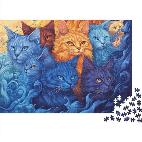 Premium Katzenmotiv Puzzle 1000 Teile | 75x50 cm Großformat Für Erwachsene | Kreatives Rätselspiel Ab 14 Jahre Mit Naturdesign von GRBASNDOU