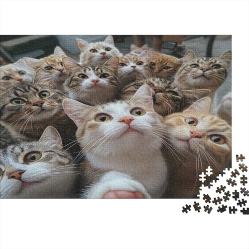 Premium Katzenmotiv Puzzle 1000 Teile | 75x50 cm Großformat Für Erwachsene | Kreatives Rätselspiel Ab 14 Jahre Mit Naturdesign von GRBASNDOU