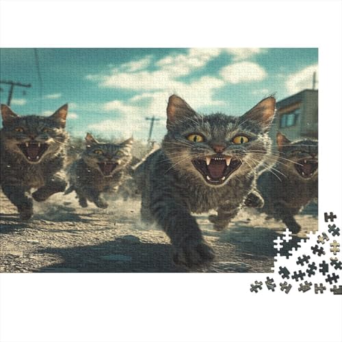 Premium Katzenmotiv Puzzle 1000 Teile | 75x50 cm Großformat Für Erwachsene | Kreatives Rätselspiel Ab 14 Jahre Mit Naturdesign von GRBASNDOU