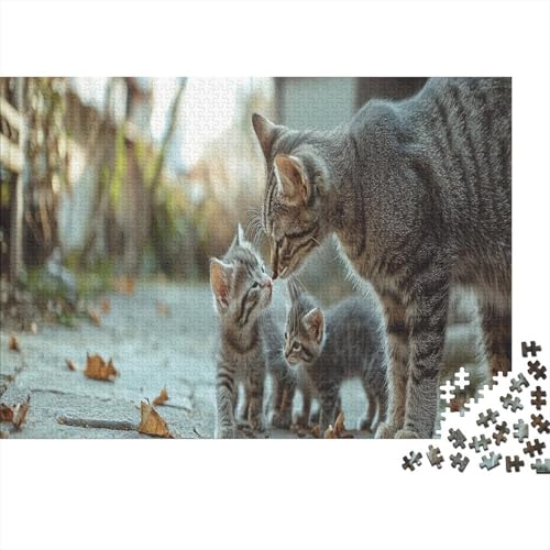 Premium Katzenmotiv Puzzle 1000 Teile | 75x50 cm Großformat Für Erwachsene | Kreatives Rätselspiel Ab 14 Jahre Mit Naturdesign von GRBASNDOU