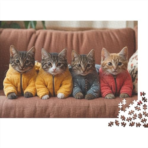 XXL Katzen-Puzzle 75x50 cm | 1000 Teile Premium-Spiel Für Erwachsene | Kreativgeschenk Ab 14 Jahre Mit Detailreichem Tiermotiv von GRBASNDOU
