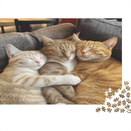 XXL Katzen-Puzzle 75x50 cm | 1000 Teile Premium-Spiel Für Erwachsene | Kreativgeschenk Ab 14 Jahre Mit Detailreichem Tiermotiv von GRBASNDOU