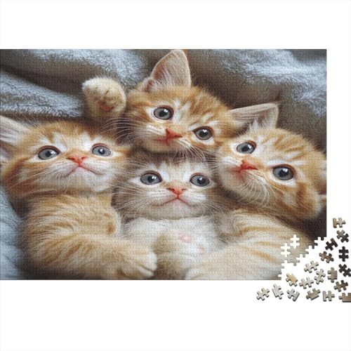 XXL Katzen-Puzzle 75x50 cm | 1000 Teile Premium-Spiel Für Erwachsene | Kreativgeschenk Ab 14 Jahre Mit Detailreichem Tiermotiv von GRBASNDOU