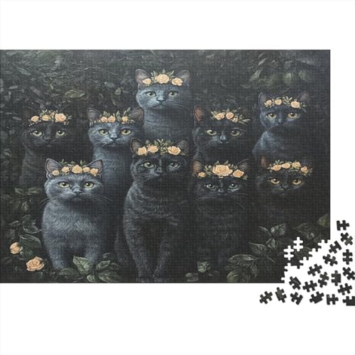 XXL Katzen-Puzzle 75x50 cm | 1000 Teile Premium-Spiel Für Erwachsene | Kreativgeschenk Ab 14 Jahre Mit Detailreichem Tiermotiv von GRBASNDOU