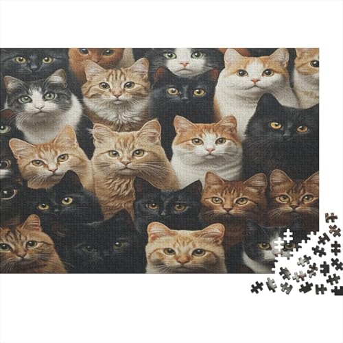 XXL Katzen-Puzzle 75x50 cm | 1000 Teile Premium-Spiel Für Erwachsene | Kreativgeschenk Ab 14 Jahre Mit Detailreichem Tiermotiv von GRBASNDOU