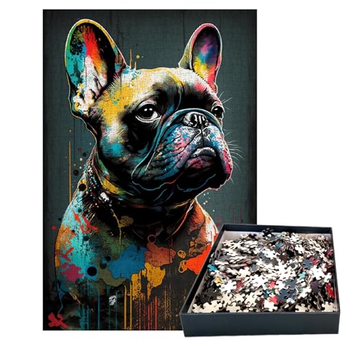 GreenAnoo Puzzle für Erwachsene, 1000 Teile, Tiere, französische Bulldogge, Wanddekoration, Rahmen, 50 x 75 cm, Premiumqualität, FSC-Karton 2 mm von GREEN ANOO