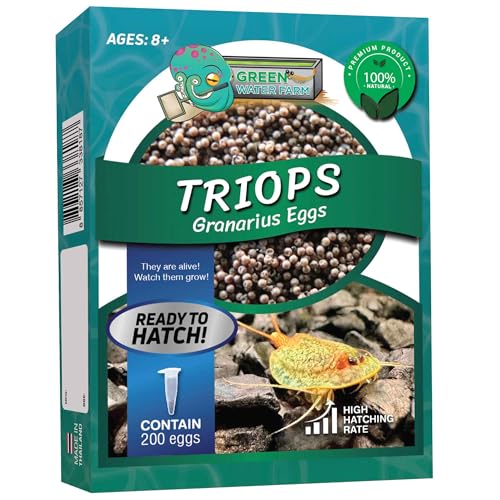 GreenWaterFarm Triops Granarius Eier für Schlüpfen und Kultur, geeignet für Haustier- und Wissenschaftsprojekte (reine 200 Eier) von GREEN WATER FARM
