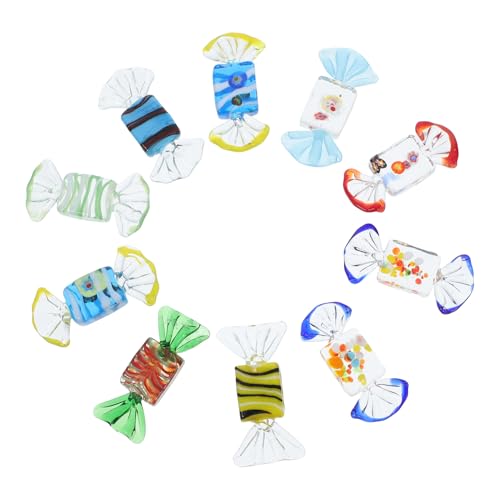 GREENADSCAPE 10 Stück Bunte Süßigkeiten Ornamente, Süßigkeitengläser Für Partys, Künstliche Süßigkeiten, Handgefertigte Glas Ornamente, Süße Kleine Ornamente, Mini Glas Ornamente, Dekorative von GREENADSCAPE