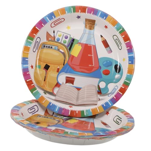 GREENADSCAPE 16 Stück Back to School Geschirrpapier Partyzubehör Kuchenteller Sammelteller Dessertteller Speiseteller Haushaltsteller Sammelteller Partygeschirr Platten von GREENADSCAPE