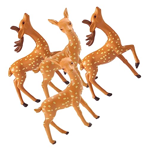 GREENADSCAPE 4 Stück Tierdekor Tierfiguren Mini-kühe Zoo Tiere Pflanzendekor Großes Hundespielzeug Wolfsspielzeug REH Hirsch-Statue-skulptur Hirschfiguren Walddekor Mini-Hirsch Nutztiere Harz von GREENADSCAPE