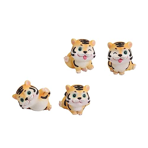 GREENADSCAPE 4-teiliges Autoornament Aus Kunstharz Mit Tiger-Design Einzigartiges Tiger- Für Fahrzeuge Heimdekoration Landschaft von GREENADSCAPE