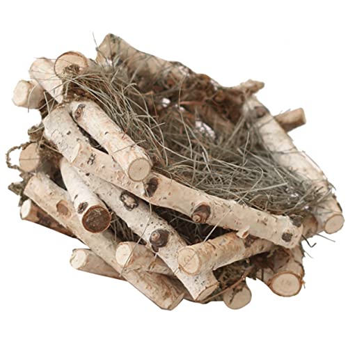GREENADSCAPE Desktop-Vogelnest-Dekoration Taube Käfig Vogelstangen Vogelbäder für draußen Papageienspielzeug makramee Outdoor outdoordeko Vogelnest aus Holzstroh künstlicher Nestschmuck Gras von GREENADSCAPE