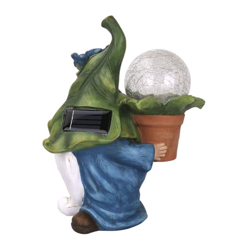GREENADSCAPE Desktop Ornament Entzückende Alte Mann Harz Handwerk Solar Figurine Für Home-Office Party von GREENADSCAPE