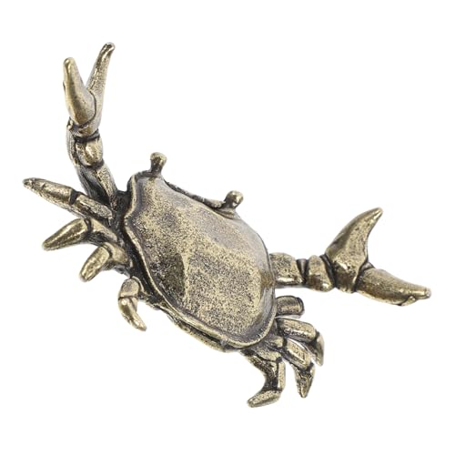GREENADSCAPE Retro Krabbenfigur Stifthalter aus Messing Lustige Tier Skulptur für Schreibtischdekoration Kreatives Wohnaccessoire für Wohnzimmer und Teetisch von GREENADSCAPE