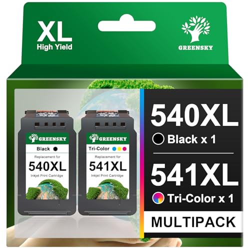 GREENSKY 540XL 541XL Kompatibel für Canon Druckerpatronen 540 541 XL Multipack für Canon TS5150 Druckerpatronen für Canon Pixma MG3650s MG3650 MG3600 MG3550 MG4250 MX475 TS5151 PG540 CL541 Patronen von GREENSKY