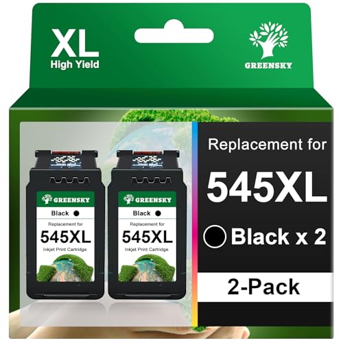 GREENSKY 545XL Schwarz Tintenpatrone Ersatz für Canon 545 Schwarz Tintenpatrone PG545 XL PG545XL PG-545XL für Pixma TS3350 TS3150 TS3355 TS3450 TS3451 TS3452 MG3050 MG2550 MG2950 TR450 650 (kg): 2 x von GREENSKY