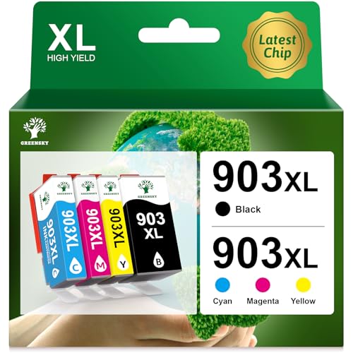 GREENSKY 903XL Druckerpatronen Kompatibel für HP 903 XL Multipack für HP 903 Druckerpatronen für HP Officejet 6950 Druckerpatronen für HP Officejet Pro 6970 Patronen 6960 All-In-One-Drucker (4-Pack) von GREENSKY
