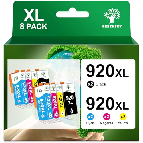 GREENSKY 920 XL 920XL Multipack Kompatible für 920XL Druckerpatronen für Officejet 6500A Patronen für Officejet 6500A 6500 7500A 7500 7000 6000 Drucker (2 Schwarz 2 Cyan 2 Magenta 2 Gelb) von GREENSKY