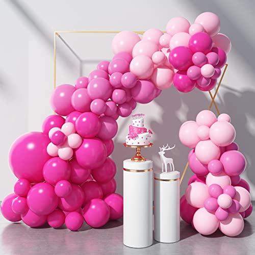 GREMAG Pink Balloon Girlande Kit, Hot Pink Balloons Arch Party Dekorationen, 97 Stück Macaron Pink Retro Pfirsich, Latexballons mit Ballonblume für Mädchen Geburtstag Dusche Prinzessin Party von GREMAG