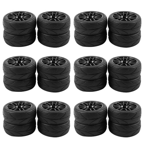 GREOHNMPAW 24 Stuecke 1/10 Gummi Reifen Rc Renn Wagen Reifen Auf Renn Rad Felge Fit Fuer 9068-6081 Rc Auto Teil von GREOHNMPAW