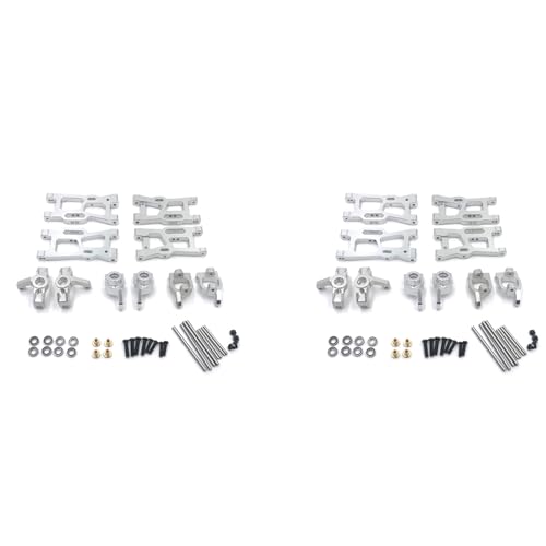 GREOHNMPAW 2X Metalllenkbecher-Schwenkarm-Upgrade-Teilesatz für 144001 1/14 124018 124019 1/12 RC-AutozubehöR, Silber von GREOHNMPAW