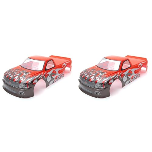 GREOHNMPAW 2X für 1/10 RC Auto T-10 PVC Lackierte Karosserie 1/10 RC Auto Pick Up Truck Breite 205mm Radstand 255mm, Rot von GREOHNMPAW