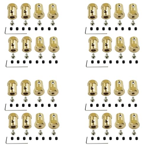 GREOHNMPAW 32 StüCke 5mm Bis 12mm Messing Kombinierer Rad Nabe Sechskant Adapter für D12 C14 C24 B14 B24 B16 B36 MN D90 MN99S RC Auto Teile von GREOHNMPAW