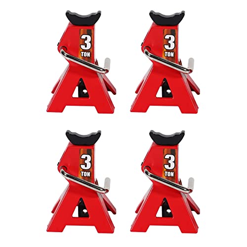 GREOHNMPAW 4 Stuecke Metall 3 Tonnen Simulierte Wagenheber HöHen Verstellbare Reparatur Halterung Szene Werkzeug Jack für 1/10 TRX4 D90 CC01 RC Klettern Auto Rot(Spielzeugmodell) von GREOHNMPAW