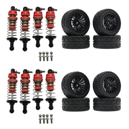 GREOHNMPAW 4X Metall-StoßDäMpfer und Gummireifen-Set für SG1603 SG1604 SG1605 UD1601 UD1602 UD1603 1/16 RC-Autoteile, Schwarz von GREOHNMPAW
