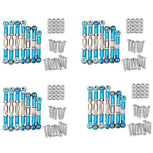 GREOHNMPAW 4X für 144001 1/14 RC Auto Teile Metall Gestänge Servo Zug Stange Lenkung Spur Stangen Satz, Blau von GREOHNMPAW