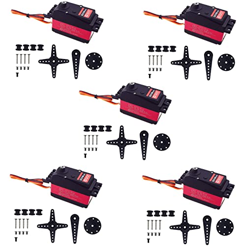 GREOHNMPAW 5 Stück DS5160 60Kg 8,4 V Hoch Spannungs wasserdichte Digitale Servo für 1: 5 RC Auto SAVOX-0236 XL 5T Roboter Arm 180 Servo von GREOHNMPAW