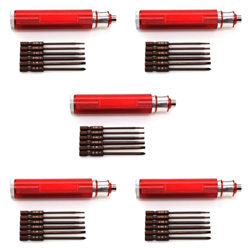 GREOHNMPAW 5X 6 im 1 Sechskant Schraubendreher H1,5 2,0 2,5 3,0 mm Sechskant Schlitz Schraubendreher Werkzeug Kit für RC Modell Auto Boot Flugzeuge, 2 von GREOHNMPAW
