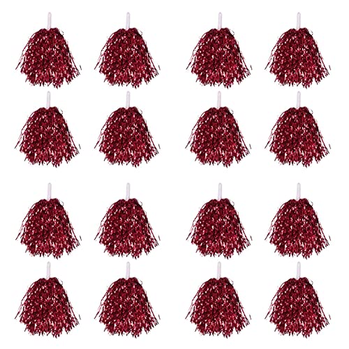 GREOHNMPAW 96 Stück Cheerleading Pom Poms Metallfolie Cheer Pom Poms mit Kunststoffgriff Rot von GREOHNMPAW