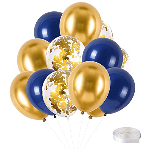 30 Stück Metallic Gold und Marineblau Luftballons, 12 Zoll Latex Luftballons Konfetti Luftballons Metallic Luftballons für Geburtstag, Hochzeit, Babyparty, Fiesta Party Dekoration von GRESAHOM