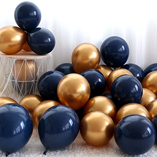 Glänzende Metallic-Luftballons Set, Marineblau und Gold Geburtstag Dekoration Luftballons Set, 50 Stück Luftballons Metallic für Geburtstag, Baby-Dusche, Hochzeit Dekoration, Party Deko von GRESAHOM