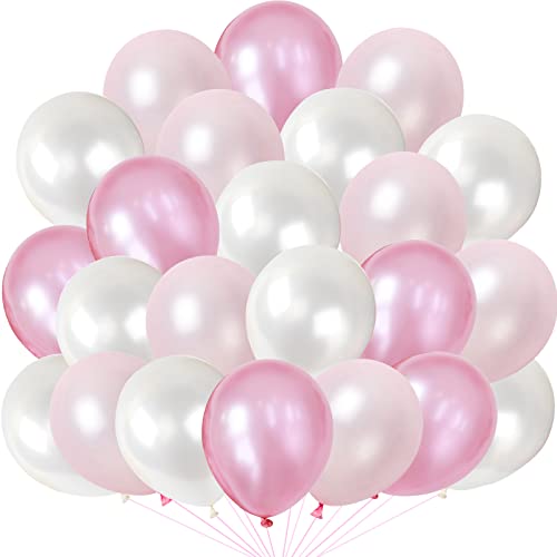 Luftballons Rosa, 100 Stück 12 Zoll Rosa Hellrosa Weiß Helium Latexballons, Perlen Rosa Weiss Ballons Partyballons Set mit Bändern für Frau Mädchen Babyparty Hochzeit Geburtstag Dekorationen von GRESAHOM