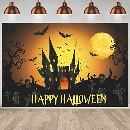 Happy Halloween Banner,Halloween Party Dekoration Hintergrund Banner für Party Karneval Dekoration für Halloween Party Indoor und Outdoor Dekoration 185 x 110 cm von GRESATEK