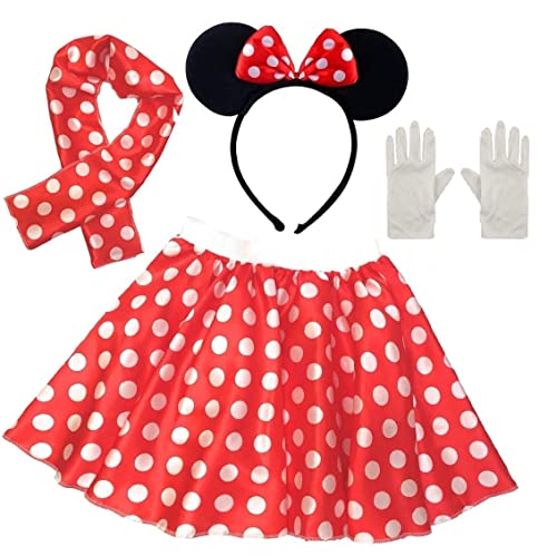 GREY LOOK GL Kostüm für Damen, Minnie Maus, Mickey-Kostüm, gepunktet, Tutu-Rock und Halsband, weiße Handschuhe und schwarzes Ohr-Kopfband von GREY LOOK