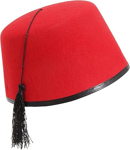 GREY LOOK GL Unisex Erwachsene Red Fez Hut mit schwarzer seidiger Quaste Elegant Türkischer Hut für Halloween und Partys von GREY LOOK