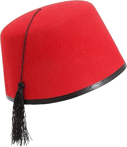 GREY LOOK GL Unisex Erwachsene Red Fez Hut mit schwarzer seidiger Quaste Elegant Türkischer Hut für Halloween und Partys GREY LOOK GL Unisex Erwachsene Red Fez Hut mit schwarzer seidiger Quaste Elegant Türkischer Hut für Halloween und Partys von GREY LOOK