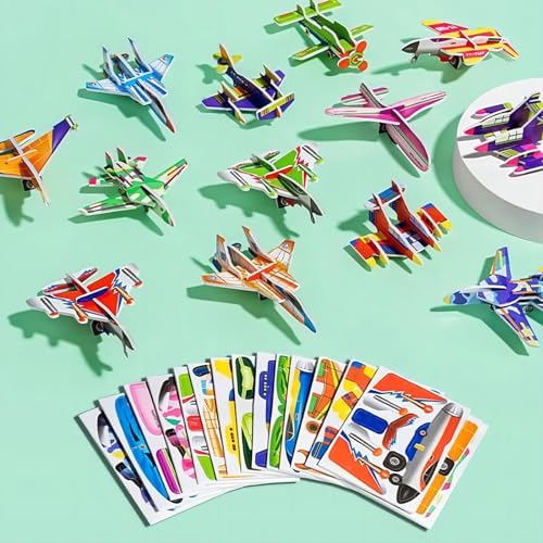 Pädagogisches 3D-Cartoon-Puzzle, 25-teiliges 3D-Puzzle für Kinderspielzeug, DIY-Cartoon-Tierpuzzle, Lernspielzeug für Kleinkinder, Kunsthandwerk-Puzzle-Sets (Airplane) von GRFFZX