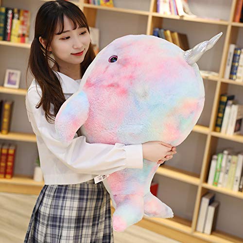 GRIER 28-75cm große Puppe Narwal Kissen Plüschtier Farbe Wal Raumdekoration Puppe Stoffpuppe Geschenk 45cm 0,48kg Farbe von GRIER