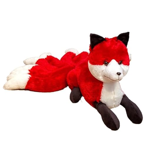 GRIER Super süße weiche weiße rote Neunschwänze Fuchs Plüschtier Kuscheltiere Neunschwänzige Kitsune Puppen Kreative Geschenke Für Mädchen 32cm x 63cm Rot von Toolo