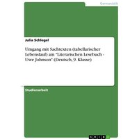 Umgang mit Sachtexten (tabellarischer Lebenslauf) am 'Literarischen Lesebuch - Uwe Johnson' (Deutsch, 9. Klasse) von GRIN