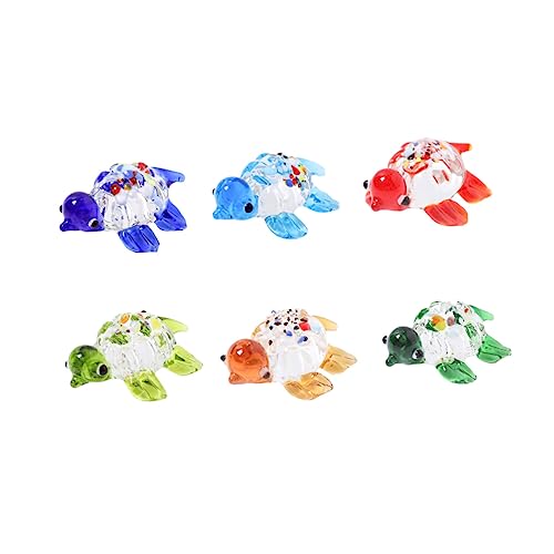 GRIRIW 1 Set 6 Stücke Exquisite Turtle-Verzierungen Glas-Karikatur-schildkröten (zufällige Farbe) von GRIRIW