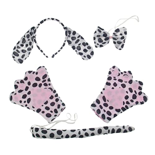 GRIRIW 1Satz Halloween Cosplay Dalmatiner Hundekostüm Set Mit Stirnband Fliege Handschuhen Für Karneval Fasching Und Halloween Verkleidungen von GRIRIW