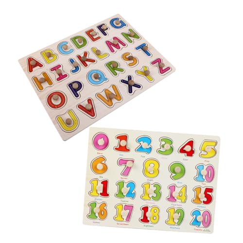 GRIRIW 2Er Set Vorschulspielzeug Puzzles Babyspielzeug Buchstabenpuzzle Alphabetpuzzle Kleinkinder Zahlenspielzeug Kleinkinder Zahlenpuzzle Zahlenblock Alphabet Lernspielzeug Große von GRIRIW